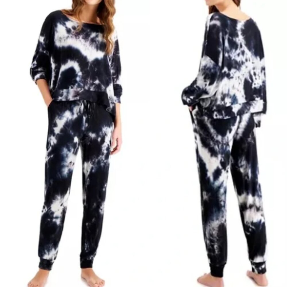 NWT JENNI Women's Black Tie-Dyed Loungewear Set Tie Dye Size Large